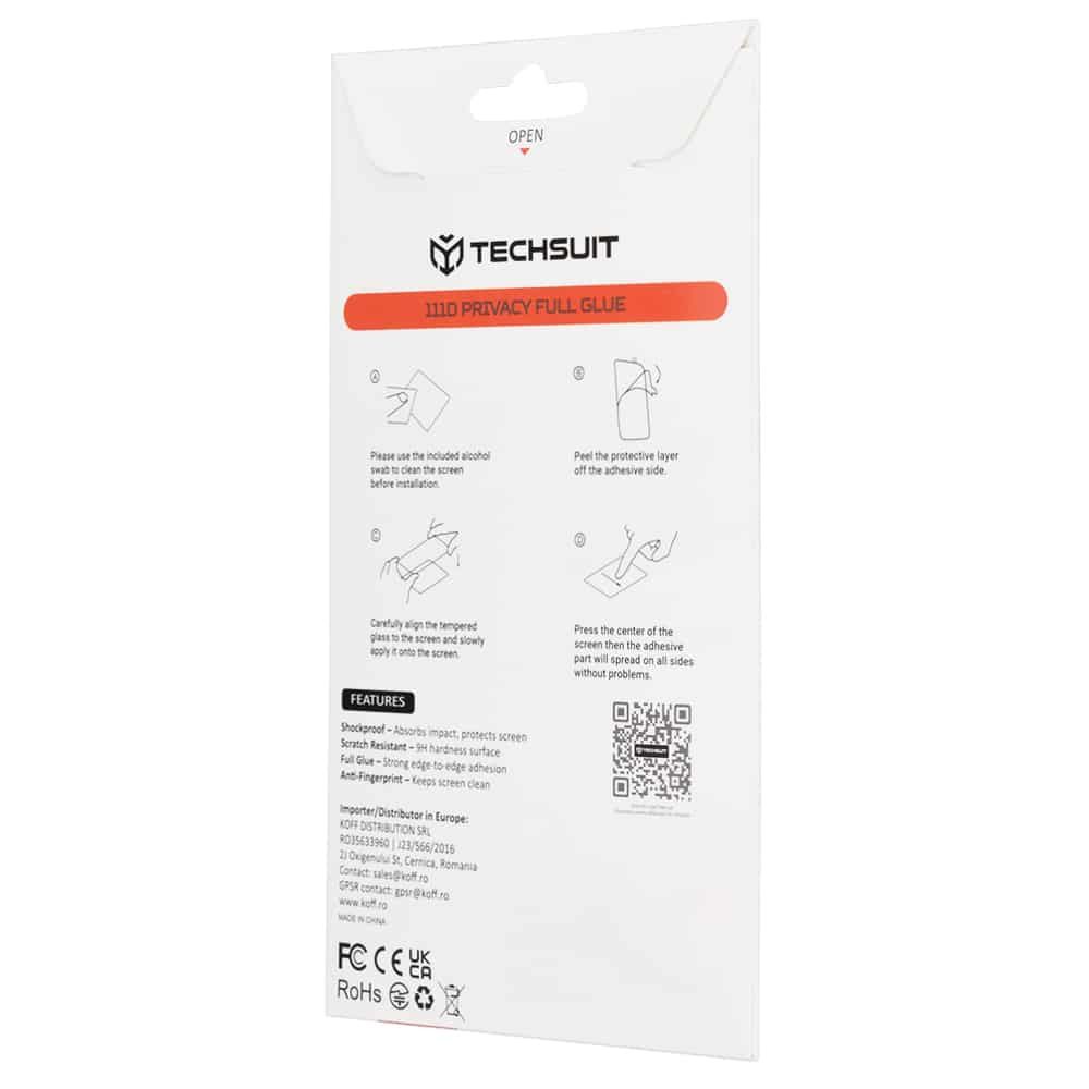 Techsuit – 111D Privacy Full Glue kaljeno staklo za Honor Magic8 Lite – crno slika 2
