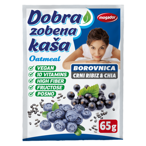 Dobra zobena kaša 65g chia,borovnica i crni rib.