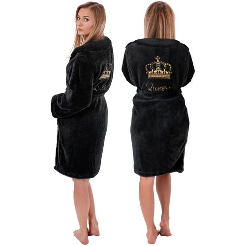 ženski kućni ogrtač QUEEN BLACK s ovratnikom L/XL slika 1