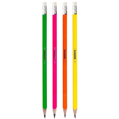 Grafitna olovka Kores Grafitos Neon HB s gumicom 12/1; sortirano slika 2