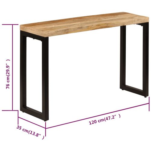 Konzolni stol 120 x 35 x 76 cm od masivnog drva manga i čelika slika 33