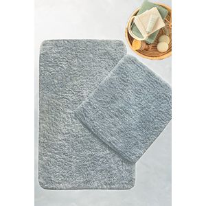 Cotton Basic - Grey Grey Bathmat Set (2 Pieces)