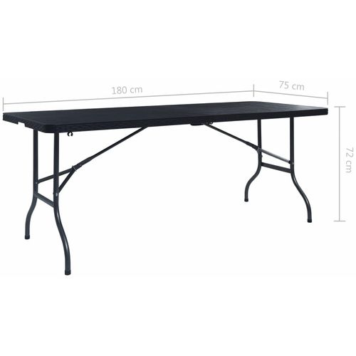 Sklopivi vrtni stol crni 180 x 75 x 72 cm HDPE imitacija ratana slika 5