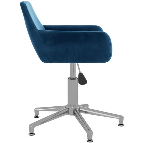 Okretna uredska stolica plava baršunasta slika 4
