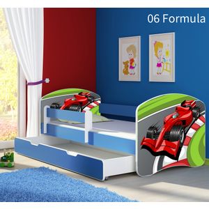 Dječji krevet ACMA s motivom, bočna plava + ladica 160x80 cm - 06 Formula 1