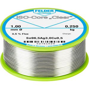 Felder Löttechnik ISO-Core ''Clear'' SAC305 lemna žica svitak  Sn96,5Ag3Cu0,5  0.250 kg 1 mm