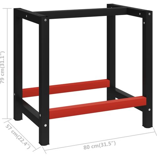 Okvir za radni stol metalni 80 x 57 x 79 cm crno-crveni slika 32