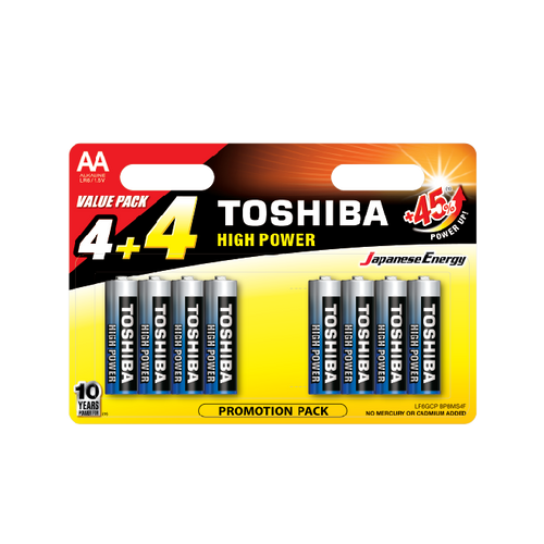 Toshiba alkalne baterije LR6GCP BP8MS4F AA 4+4komada  slika 1