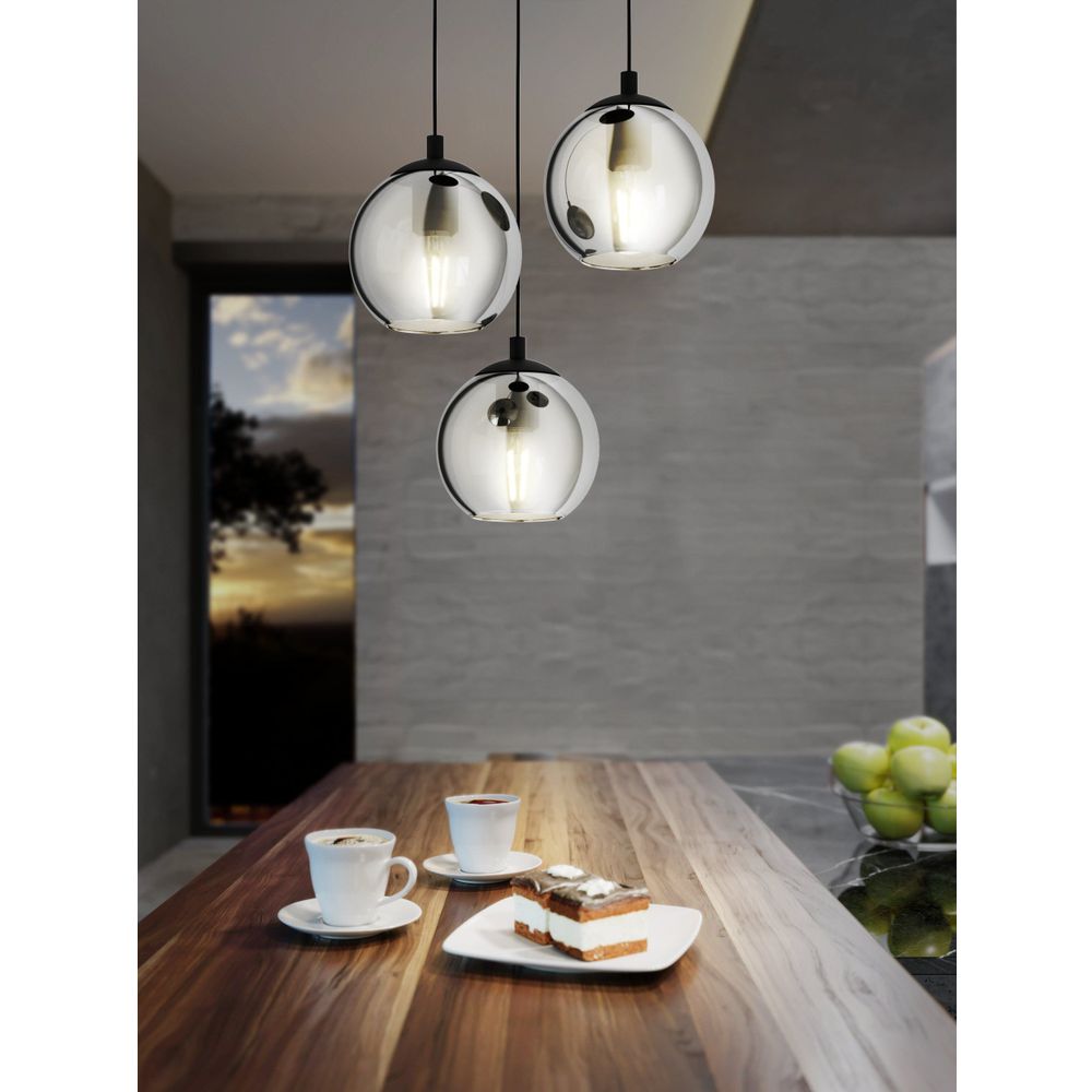 Eglo Ariscani Visilica - 3 E27, Promjer 425 mm, Crna/Crno Staklo slika 2