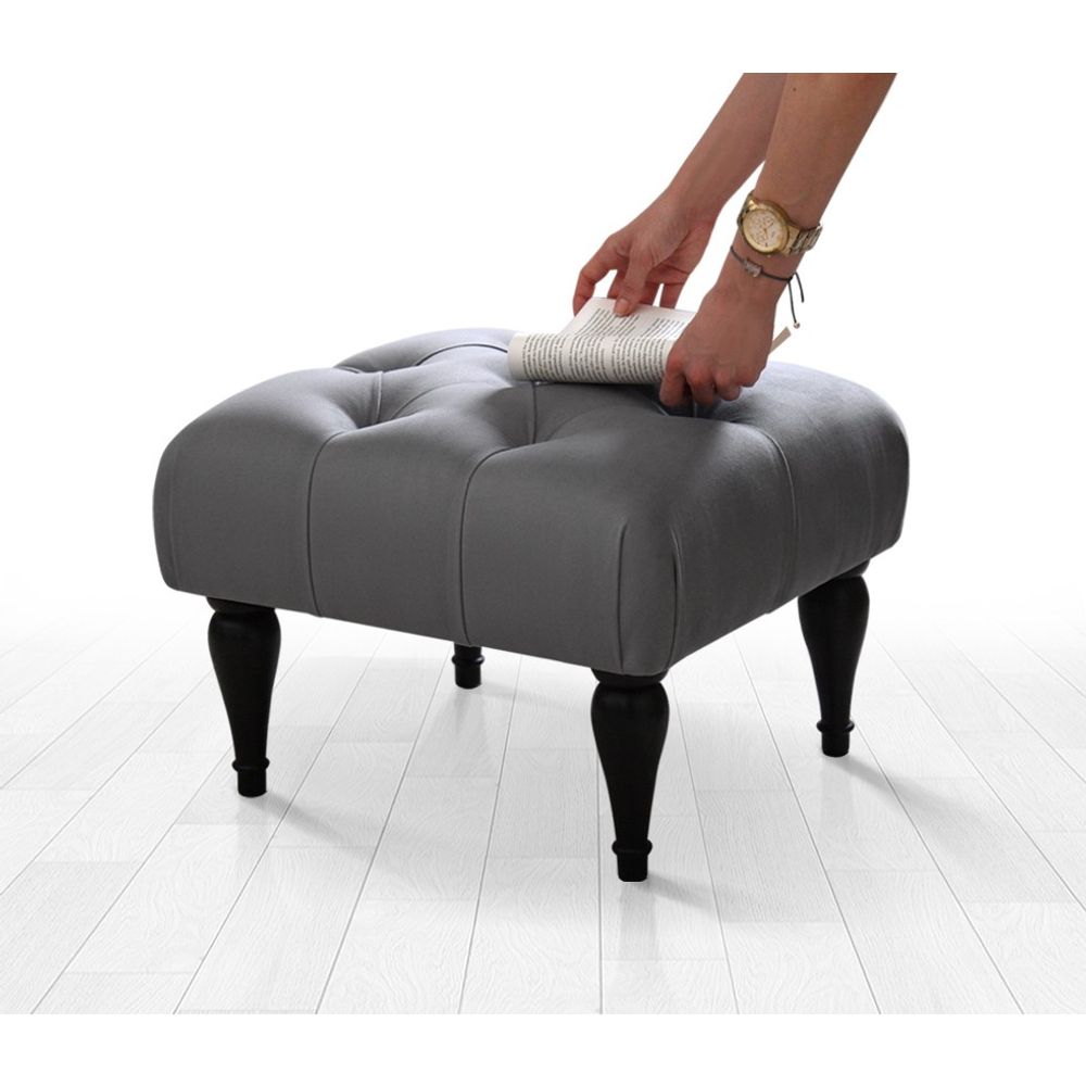 Pouffe Floral - Grey Grey s cvjetnim uzorkom slika 4