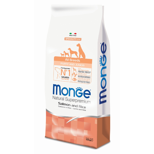 Monge Natural Superpremium Dog All Breeds Puppy And Junior Monoprotein Salmon With Rice 12 kg slika 1