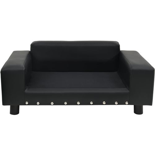 Sofa za pse crna 81 x 43 x 31 cm od pliša i umjetne kože slika 30