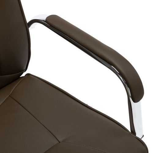 Konzolna uredska stolica od umjetne kože smeđa slika 5