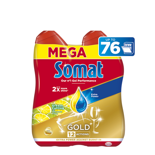 Somat Excellence Gel Grease limun 2x684ml , 76 pranja XXL slika 1