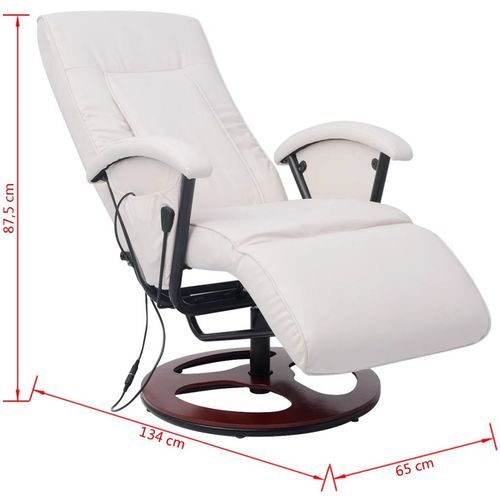 Shiatsu masažna fotelja od umjetne kože bijela slika 42