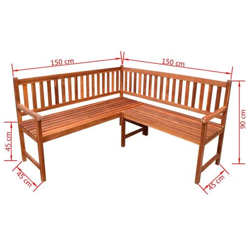Vrtna kutna klupa 150 cm masivno bagremovo drvo slika 2