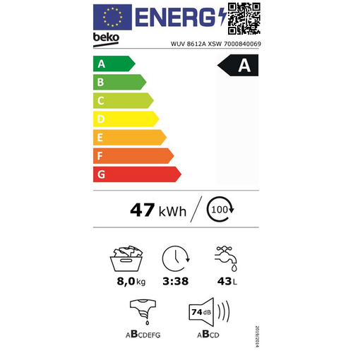 Beko prilica rublja WUV 8612A XSW slika 7