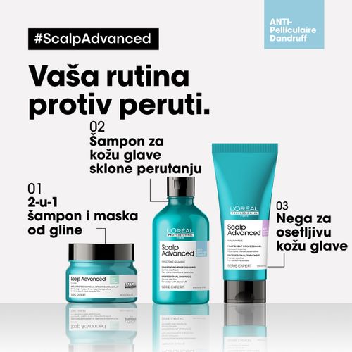 Loreal Professionnel Paris Scalp Advanced Anti-Oiliness 2-u-1 Šampon I Maska Od Gline Za Kožu Glave Sklone Mašćenju  250ml slika 9