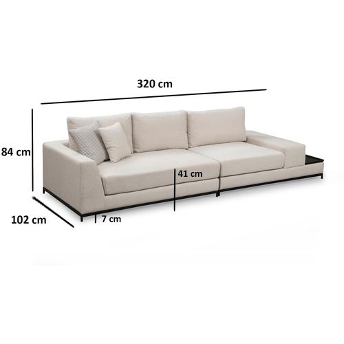 Line With Side Table - Beige Beige 4-Seat Sofa slika 12