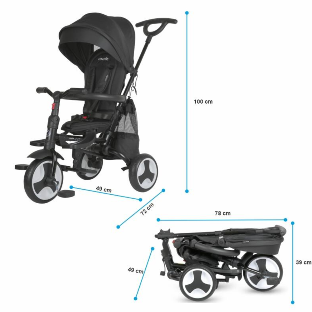 Coccolle Sklopivi rotirajući tricikl Spectra Plus Premium Line, Jet Black slika 18