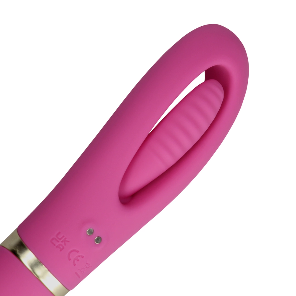 Loveline by Shots Vibrator s dvostranim lepršanjem i G-točkom - raskošna roza slika 7