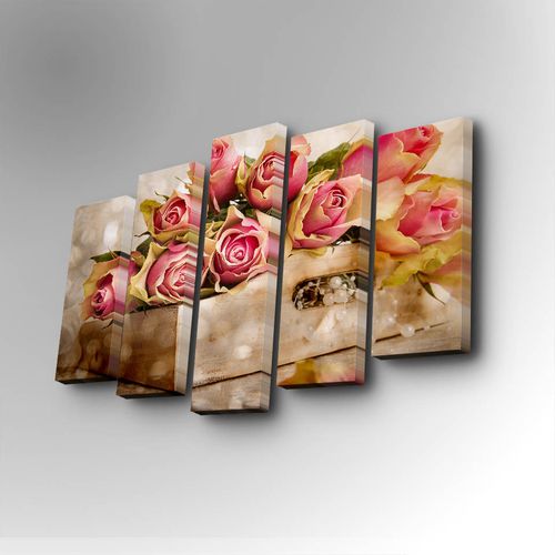 5PUC-046 Multicolor Decorative Canvas Painting (5 Pieces) slika 1