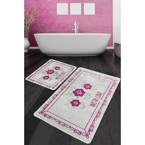 With Flower Djt Multicolor Bathmat Set (2 Pieces)