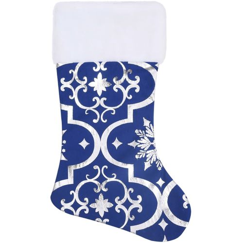 Luksuzna podloga za božićno drvce s čarapom plava 122cm tkanina slika 4