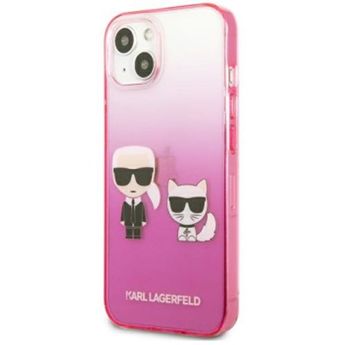 Karl Lagerfeld Futrola za iPhone 13 Pink Karl & Choupette Head Gradient slika 1