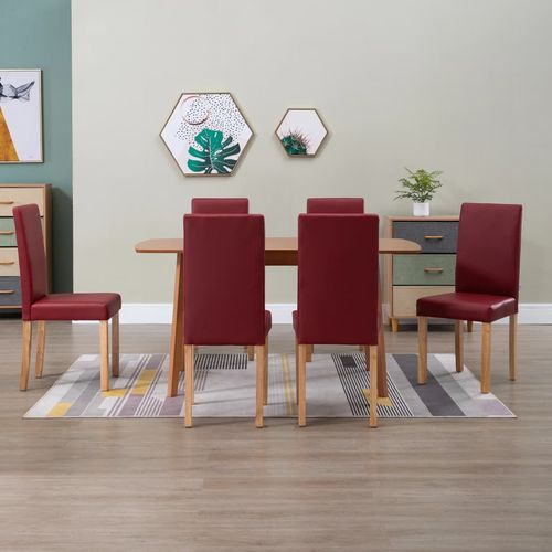 Blagovaonske stolice od umjetne kože 6 kom crvene slika 1