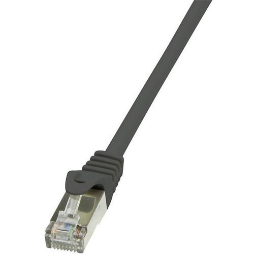 LogiLink CP1093S RJ45 mrežni kabel, Patch kabel cat 5e F/UTP 10.00 m crna sa zaštitom za nosić 1 St. slika 1