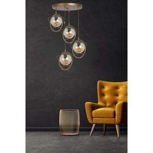 Nepal 4 Lü Tepsili Eskitme Bal Camlı Sarkıt Antique Chandelier