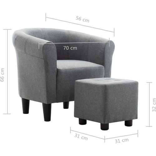 2-dijelni set fotelje i taburea od tkanine svjetlosivi slika 14