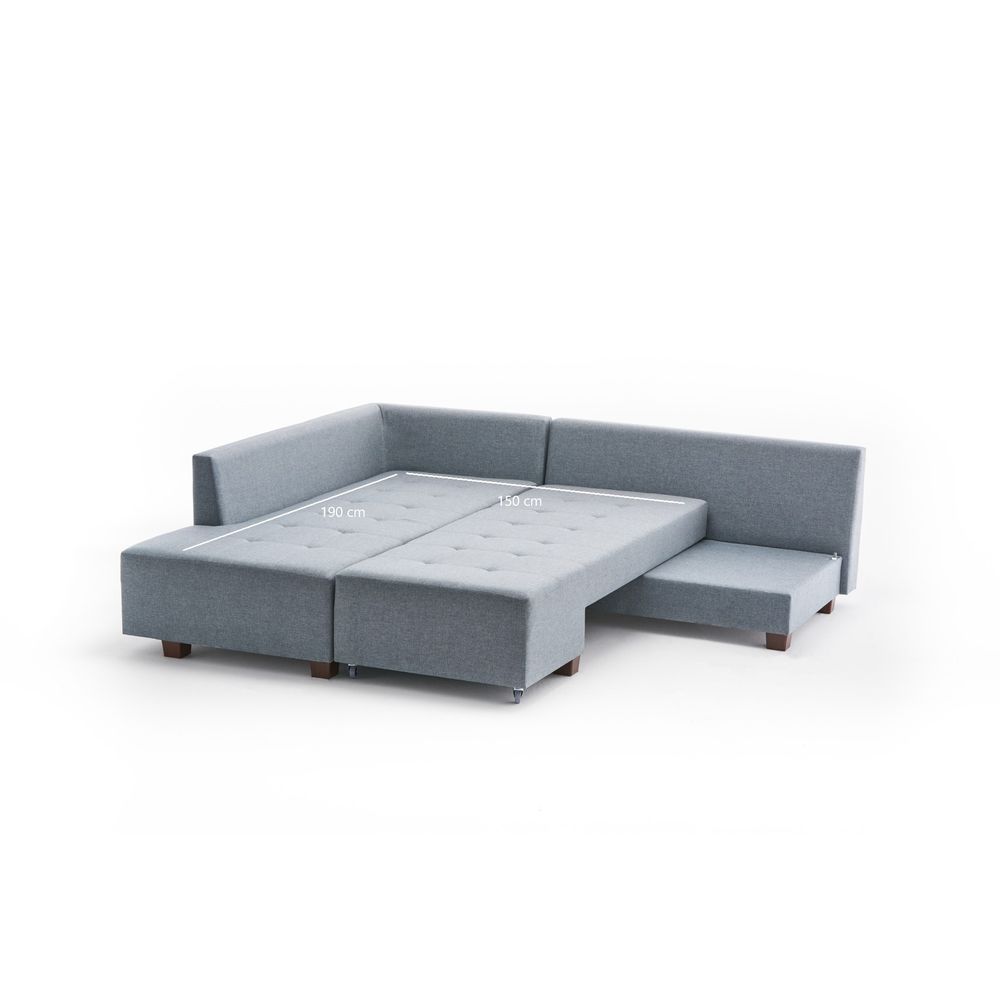 Manama Ugaona Sofa na Razvlačenje Lijeva - Svijetloplava slika 8
