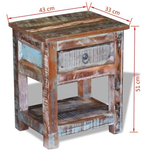 Bočni stolić s 1 ladicom masivno obnovljeno drvo 43x33x51 cm slika 18
