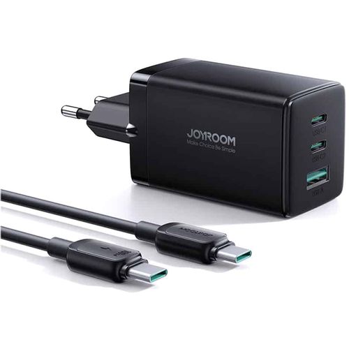 JoyRoom - Zidni punjač (TCG01) - 2 x Type-C- USB brzo punjenje 65 W s kabelom Type-C na Type-C 100 W 120 cm - crni slika 1