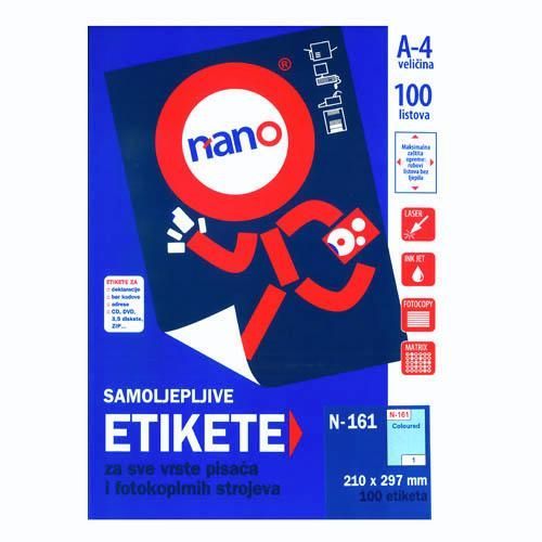 Etikete za laserske i ink-jet pisače Nano, N-161, 210x297 mm, plave, 100/1 slika 2