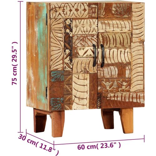 Izrezbarena komoda od masivnog obnovljenog drva 60 x 30 x 75 cm slika 57