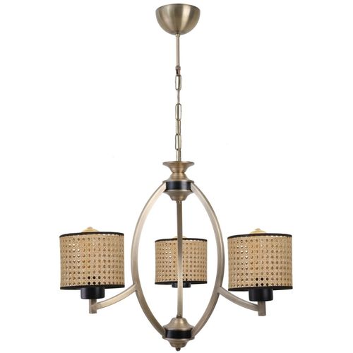 Paul 3 lü eskitme avize rattan abajurlu Brown Chandelier slika 2