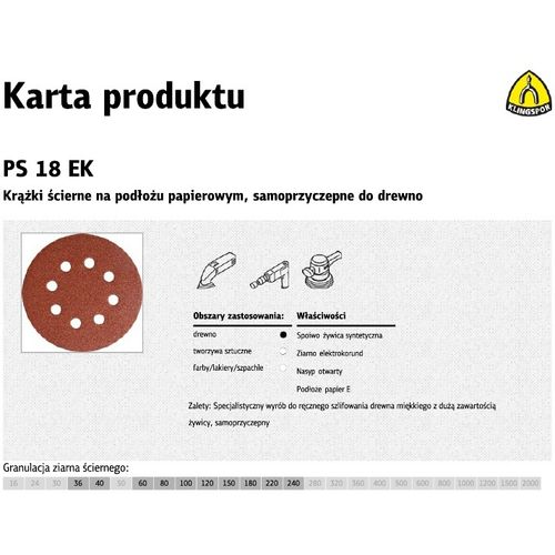 Klingspor samoljepljivi brusni disk 125mm PS18EK gr. 40 GLS5 s 8 rupa/50kom slika 1