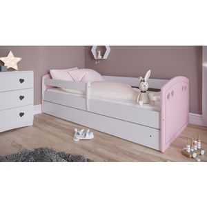 Drveni dječji krevet Julia s ladicom - rozi - 160x80 cm