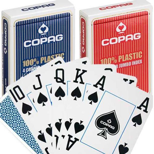 COPAG karte za poker 100% plastika 4 jumbo index, crvene slika 2