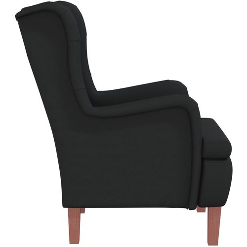 Fotelja s nogama od masivnog drva kaučukovca baršunasta crna slika 5