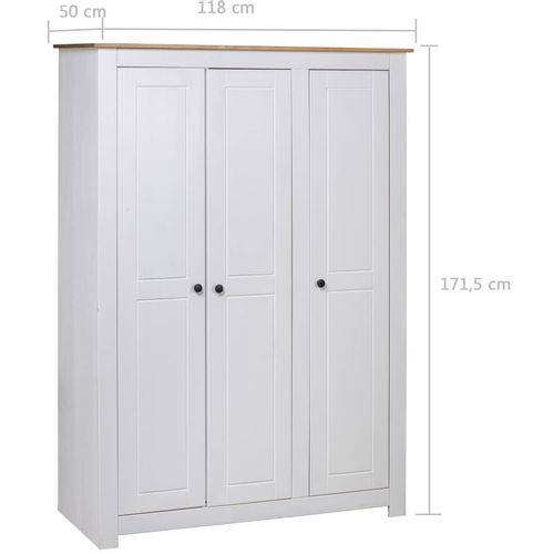 Ormar od borovine s 3 vrata bijeli 118 x 50 x 171,5 cm Panama slika 7