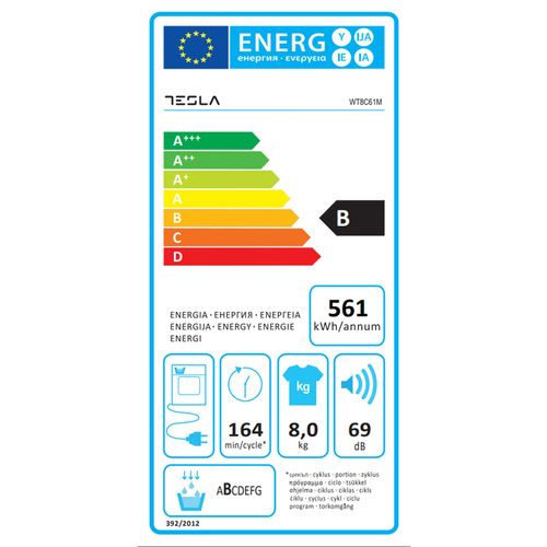 Tesla WT8C61M Mašina za sušenje veša, 8kg slika 3