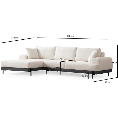 Ugaona Sofa Eti Black Left - Bijela slika 10