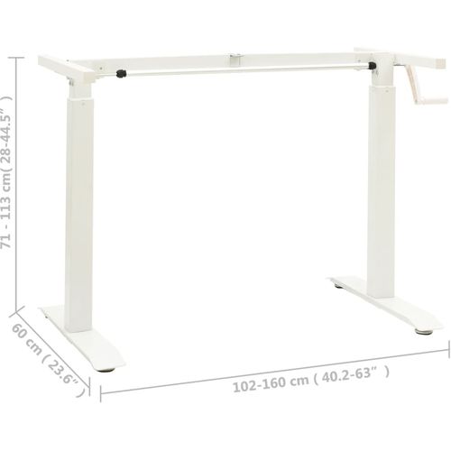 Podesivi okvir za radni stol s ručicom za rad stojeći bijeli slika 54