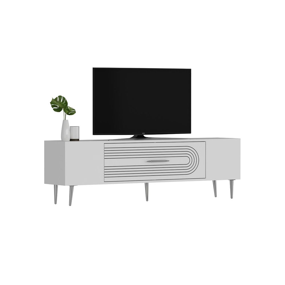 TV Stalak Dekol3 u Bijeloj i Srebrnoj Boji slika 3