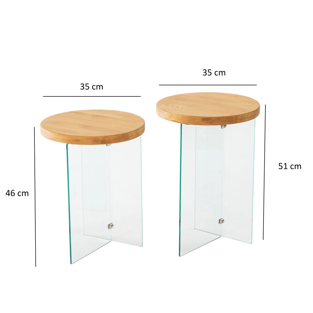 Set stolića za kafu Serenity 2 - Hrast, Transparentni Hrast slika 4