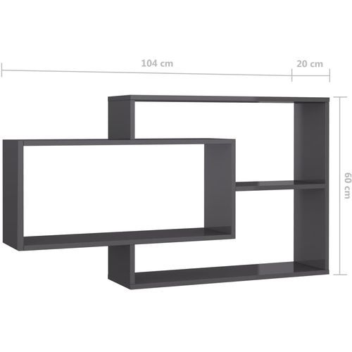 Zidne police visoki sjaj sive 104 x 20 x 58,5 cm od iverice slika 39